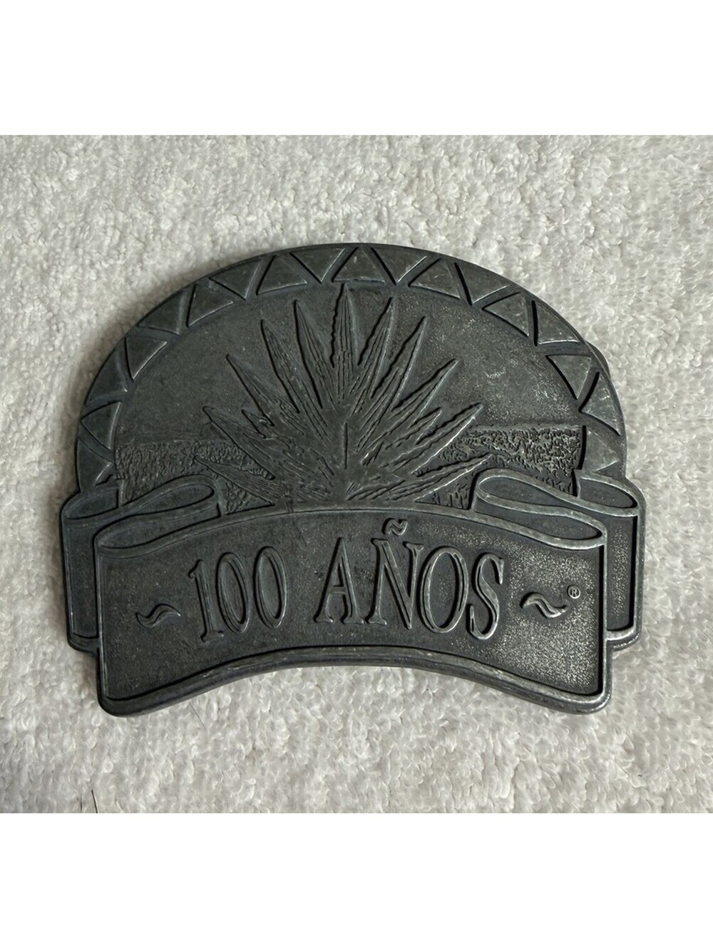 100 Anos (Years) Tequila Belt Buckle Pewter Color Large Dimensional Detailed